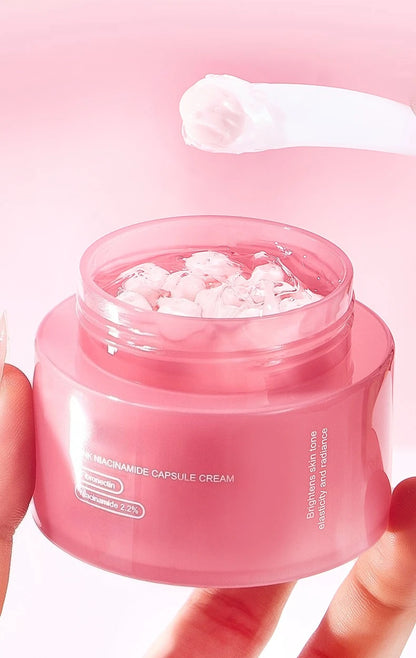 Korean PDRN Pink Collagen Capsule Cream with Niacinamide Cream for Uneven Skin Tone Lightweight Face Moisturizer Non Greasy care