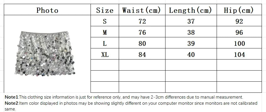 Silver Sequin Skirt Woman High Waist Mini Skirt Woman Fashion Shiny Glitter Elegant Short Skirts For Women Y2k Skirts