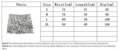 Silver Sequin Skirt Woman High Waist Mini Skirt Woman Fashion Shiny Glitter Elegant Short Skirts For Women Y2k Skirts