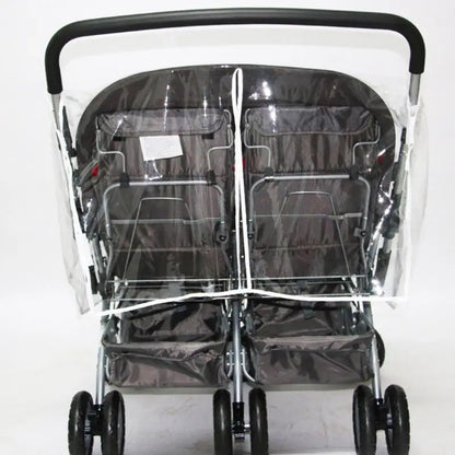 Baby Pushchs Rain Cover for Twins Clear Stroller Raincoat Wind Dust Shield