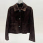 European Imported Kid Suede Leather Jacket for Woman High Grade Turn Down Collar Pocket Short Cropped Coat Long Sleeve Top Mujer