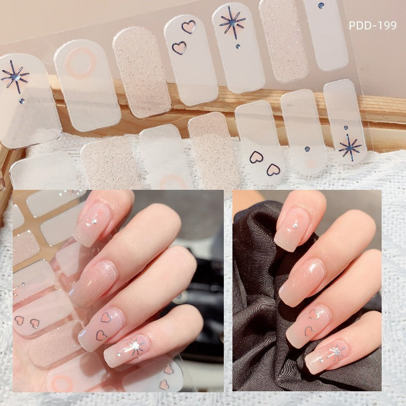 1PC Gel Nail Sticker Patch Slider Flower Gradient Color Back Glue Full Cover Waterproof Gel Nail Sticker UV Lamp Curing Manicur