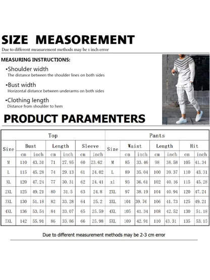 Autumn Casual Men's Long-Sleeve Set Trendy Gradient Print Outdoor Crew Neck Long-Sleeve Top & Casual Pants Two-Piece Set