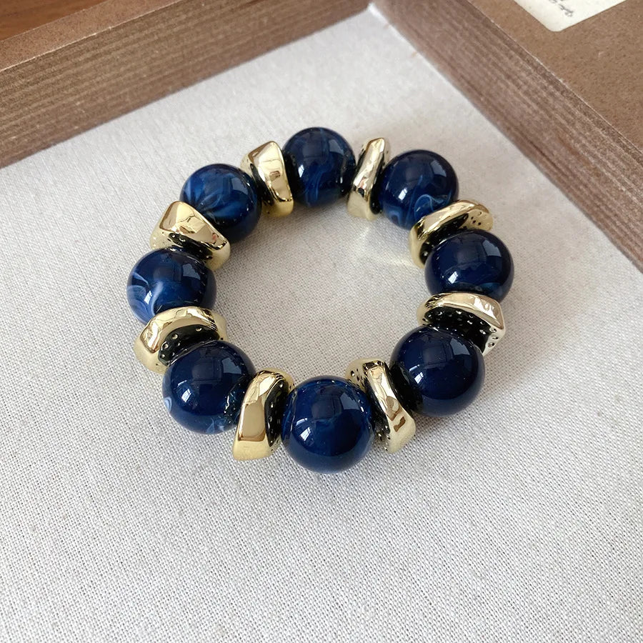 Acrylic Irregular Square Round Beaded Bracelet Bangle for Women Imitation Stone Chain Bracelet Hand Accessories Couple Gifts K