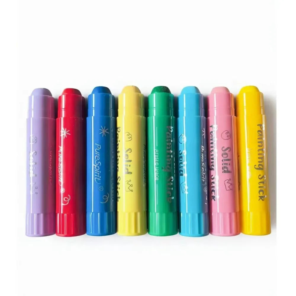 8/12 Colors Crafts Paint Sticks Color Solid Painting Stick Washable Paint Sticks Drawing Graffiti Art for Kids and Students