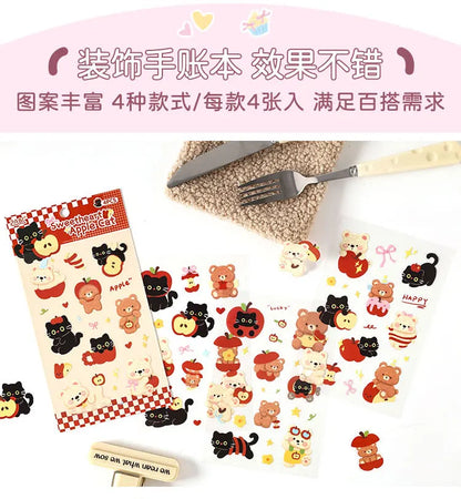 4/16 Pcs Cute Pet Club PET Stickers Pack for Junk Journal DIY Scrapbooking School Supplies Handmade Collage Creative Stationery