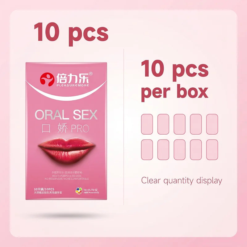 Oral PRO MultiPurpose Condoms No Reservoir Ultra Thin Front Internal Dotted Natural Latex 10pcs-50pcs Men ExtraSensation Beilile
