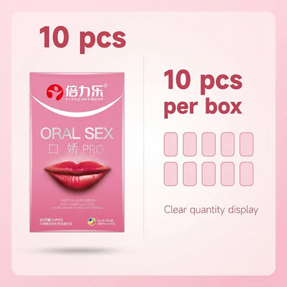 Oral PRO MultiPurpose Condoms No Reservoir Ultra Thin Front Internal Dotted Natural Latex 10pcs-50pcs Men ExtraSensation Beilile
