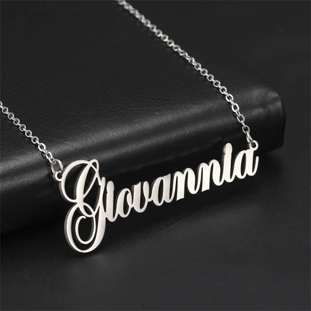 Custom Name Necklace for Women Men Stainless Steel Customized Personalized Arabic Name Choker Chain Jewelry Valentine's Day Gift