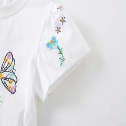 Jumping Meters 3-8T Fashion Design Kids Tees Hot Selling Cotton Summer Girls Tshirts Baby Clothes Children's Tees Tops