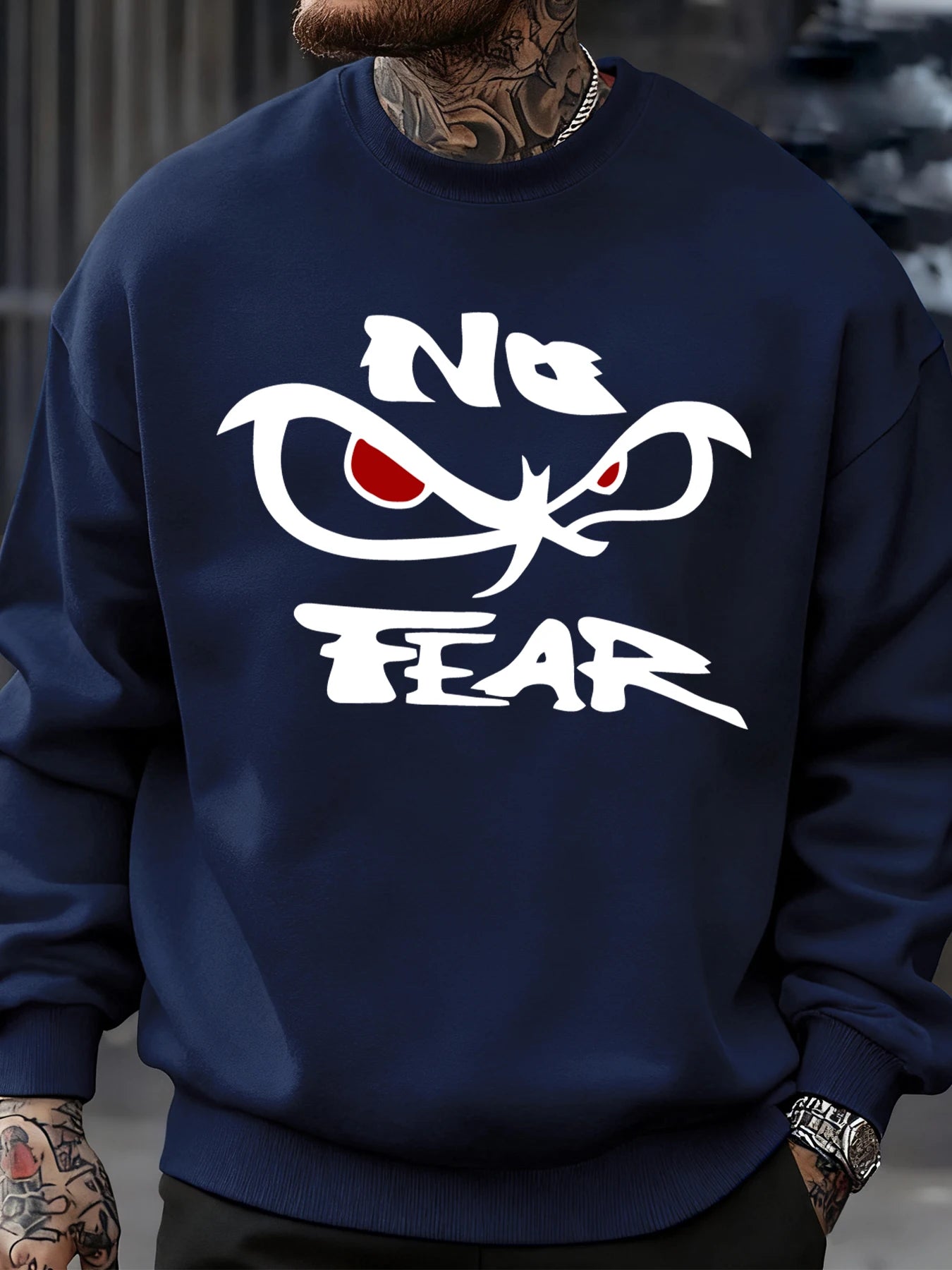 No Fear Determined Gaze Prints Mens Pullovers Soft Casual Sweatshirts Autumn Oversize Streetwear Crewneck Fleece Clothing Unisex