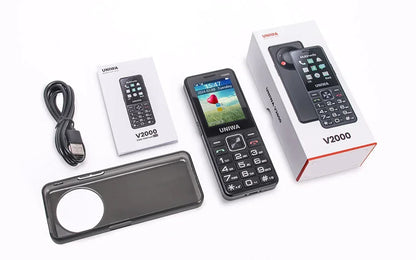 UNIWA V2000 4G VoLTE Keypad Phone 2.4 Inch Big Button Loud Volume Dual SlM 1700mAh Russia Hebrew Keyboard Feature Phones Elderly