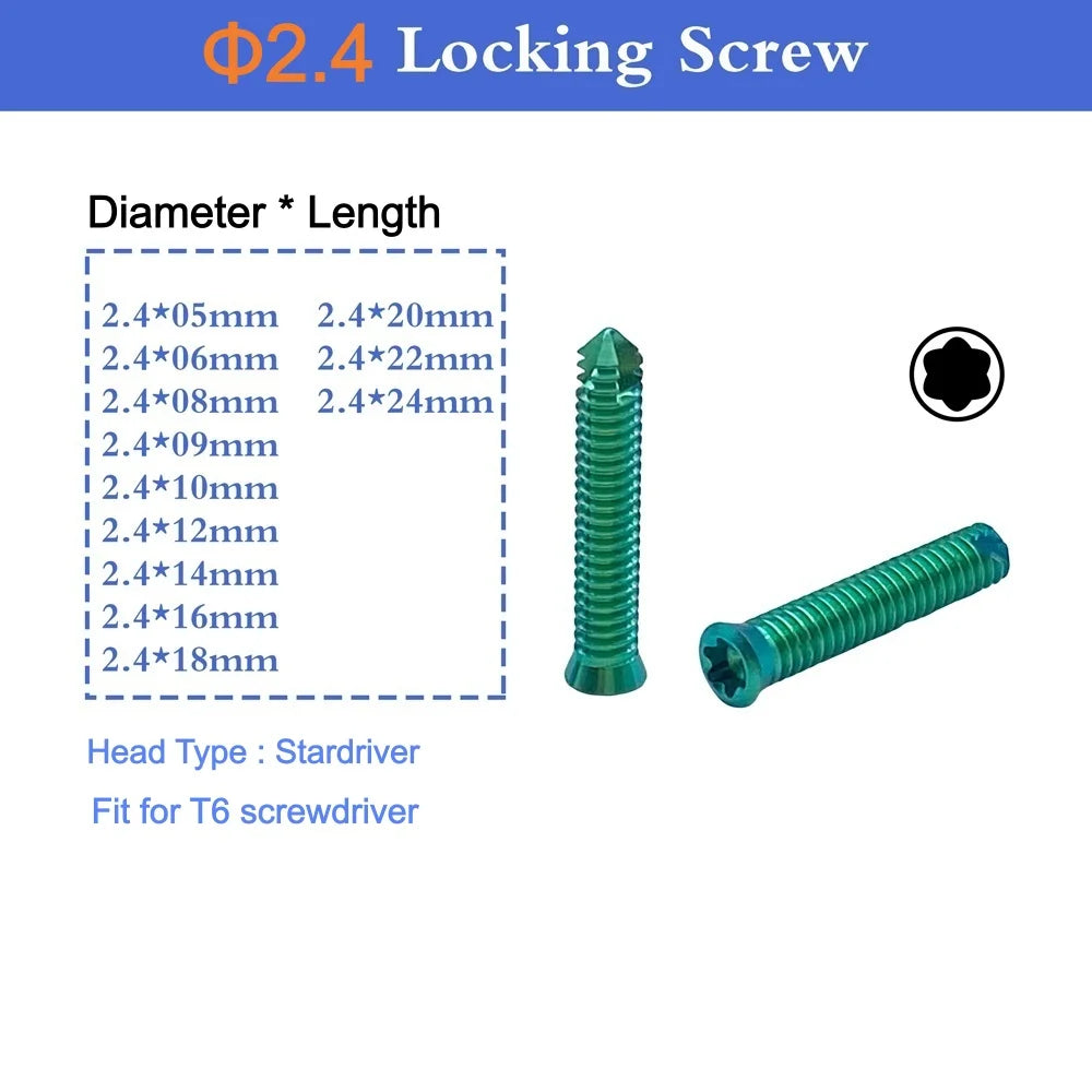 VKTIMALL Titanium Locking Screw Veterinary B1.6-B4.0 Bone Screw for Orthopedic Implant Trauma Plates