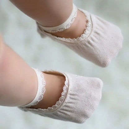Baby Socks Newborn Socks Summer Lace Baby Socks Solid Color Princess Baby Girl Socks Infant Anti-slip Socks With Rubber Soles