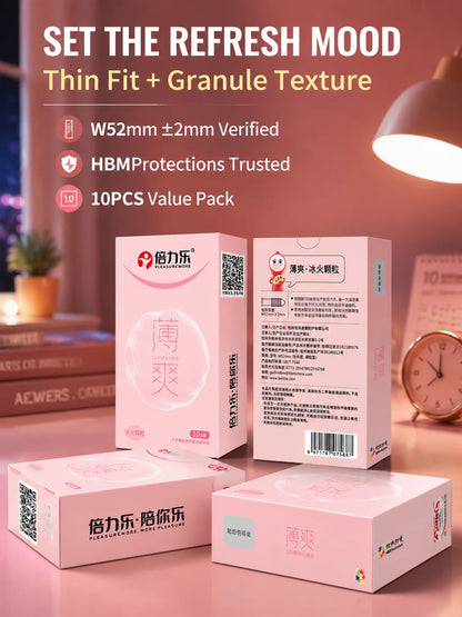 Hot & Cool Sensation Condoms 520 Bouncing Dots Natural Latex Lubricated 10pcs-50pcs Men Extra Stimulation Silky Touch Beilile