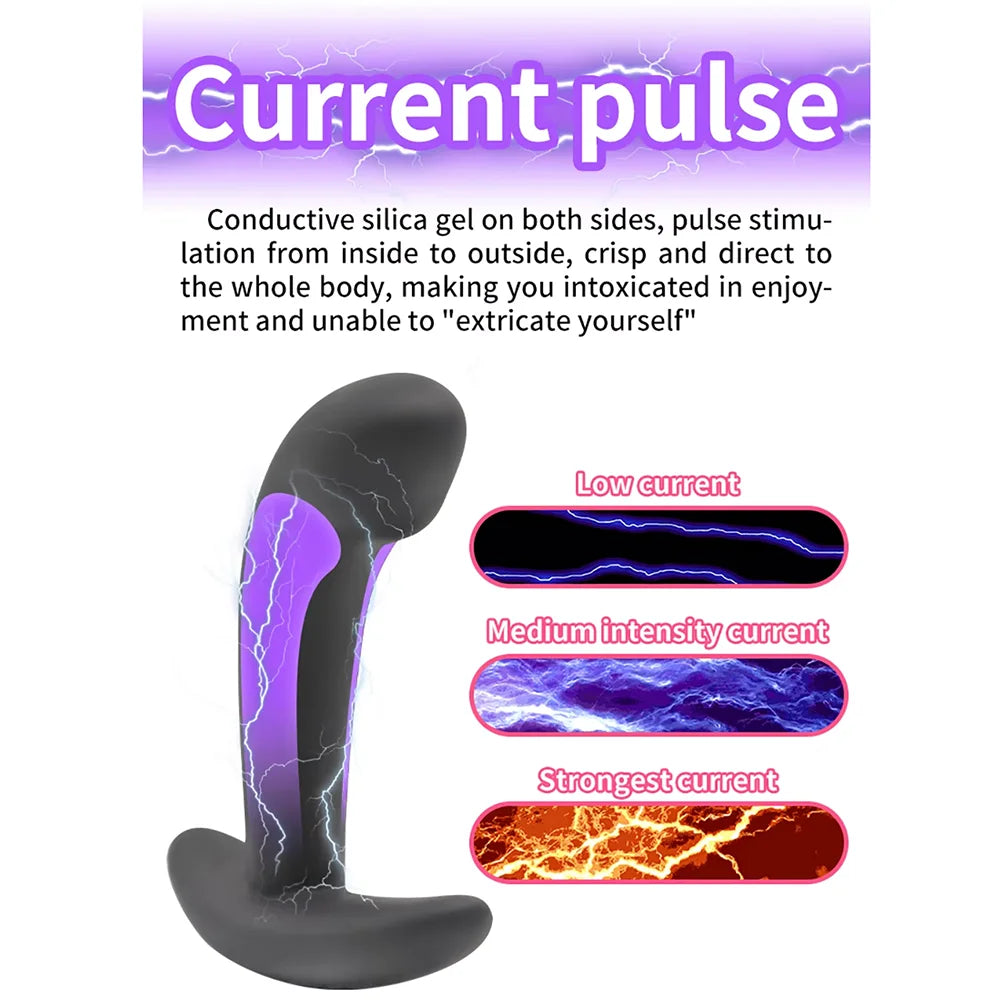BDSM Electric Shock Silicone Anal Plug E-stim Buttplug Dildo G-Spot Prostate Massager Anus Dilator Intimate Goods Masturbator