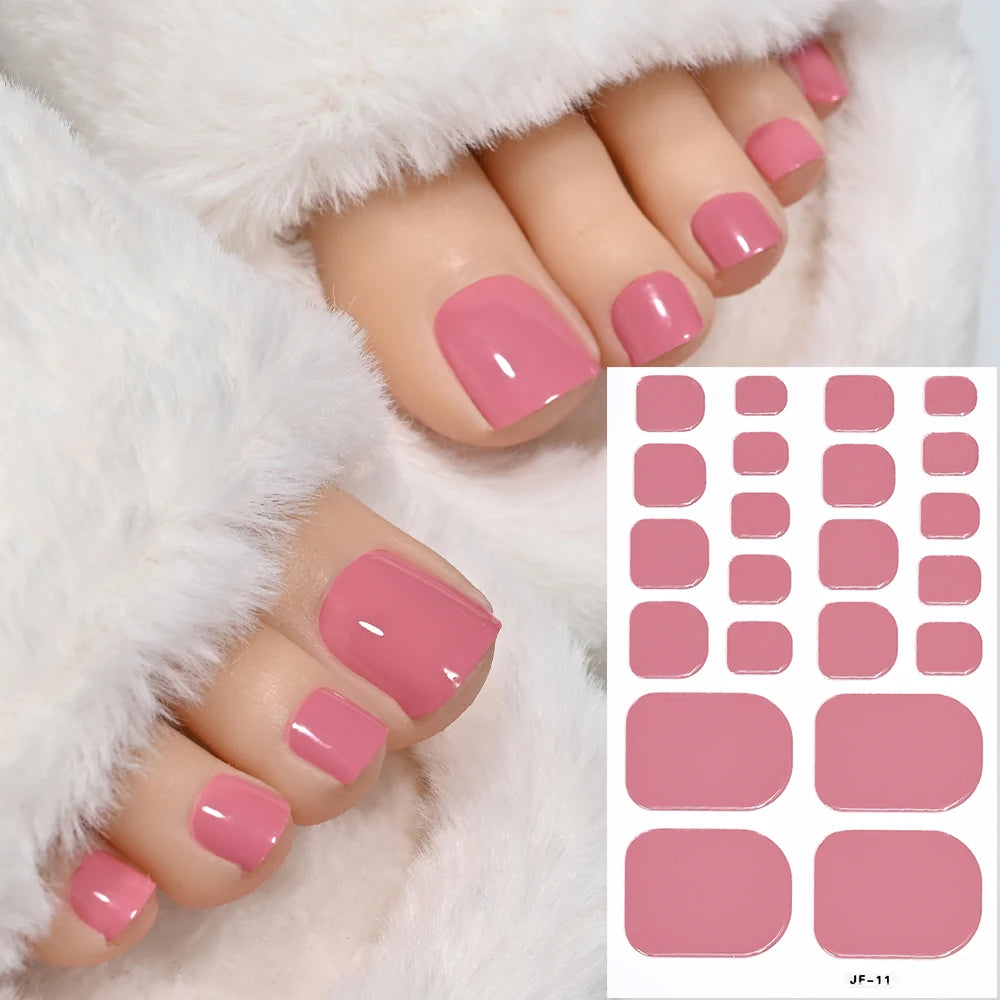 22Tips Solid Color Self-adhesive Gel Stickers for Toe Nails Waterproof Long-lasting Toenail Stickers Toe Full Cover Toenail Wrap