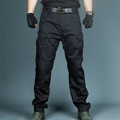 Black Cargo Plus Size Men's Elastic Tactical Pants Camping Hiking Fishing Trekking Climbing Outdoor Trousers Quick Dry Sports