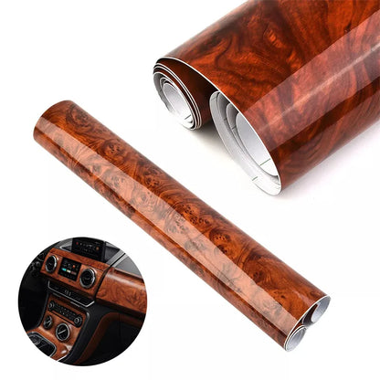New·High Glossy Car Sticker Waterproof Car Internal Adhesive DIY Film Wood Grain Vinyl Decal Universal Auto Interior Accessories