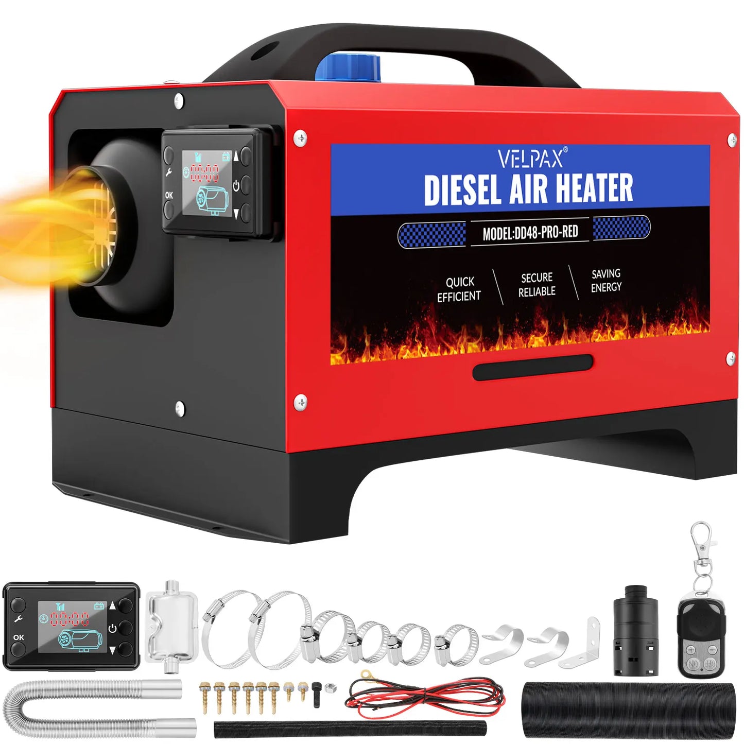 8 kW 12V All-in-One Portable Diesel Air Heater, 0.16–0.52 L/h, Diesel Air Heater 8–36 °C, Adjustable, 15–20 m², Smart LCD Control, 5 L Tank for Boats and Cars