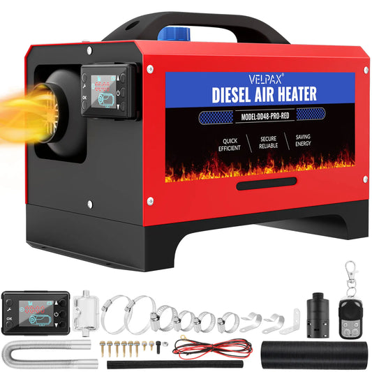 8 kW 12V All-in-One Portable Diesel Air Heater, 0.16–0.52 L/h, Diesel Air Heater 8–36 °C, Adjustable, 15–20 m², Smart LCD Control, 5 L Tank for Boats and Cars