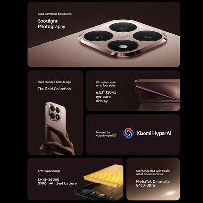 Xiaomi 15T 5G Smartphone Global Version 7.5mm Slim Body 6.83" AMOLED Display 120Hz MTK Dimensity 8400-Ultra CPU 5500mAh Leica Triple Camera Without Charger