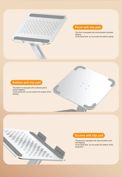360° Rotatable Stand Metal Aluminum For Laptop Holder Adjustable Anti-Slip Silicone Base Stability for Tablet ﻿Portable Monitor