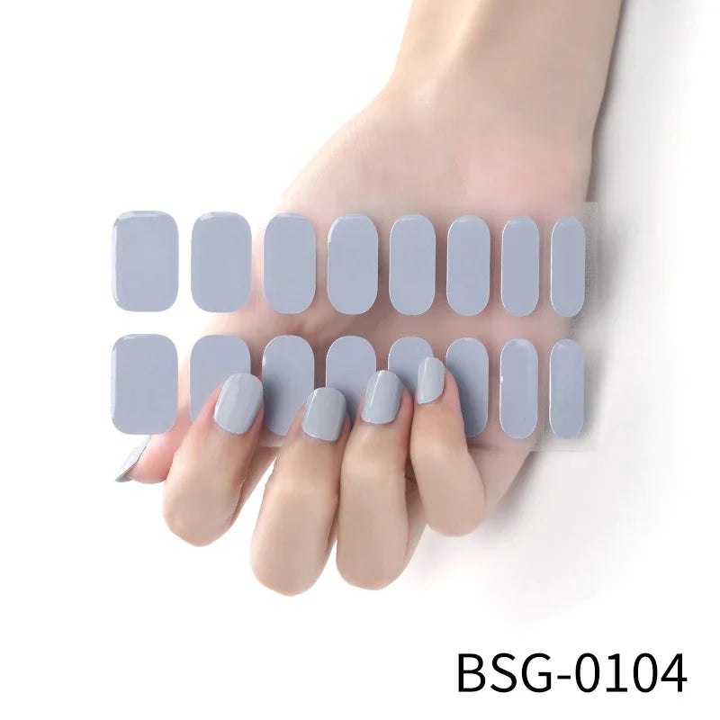 16/18/20Tips Semi-Cured Gel Nail Strips Adhesive Full Cover Stickers for Nails UV Lamp Need Press On Nails Fashion Manicure