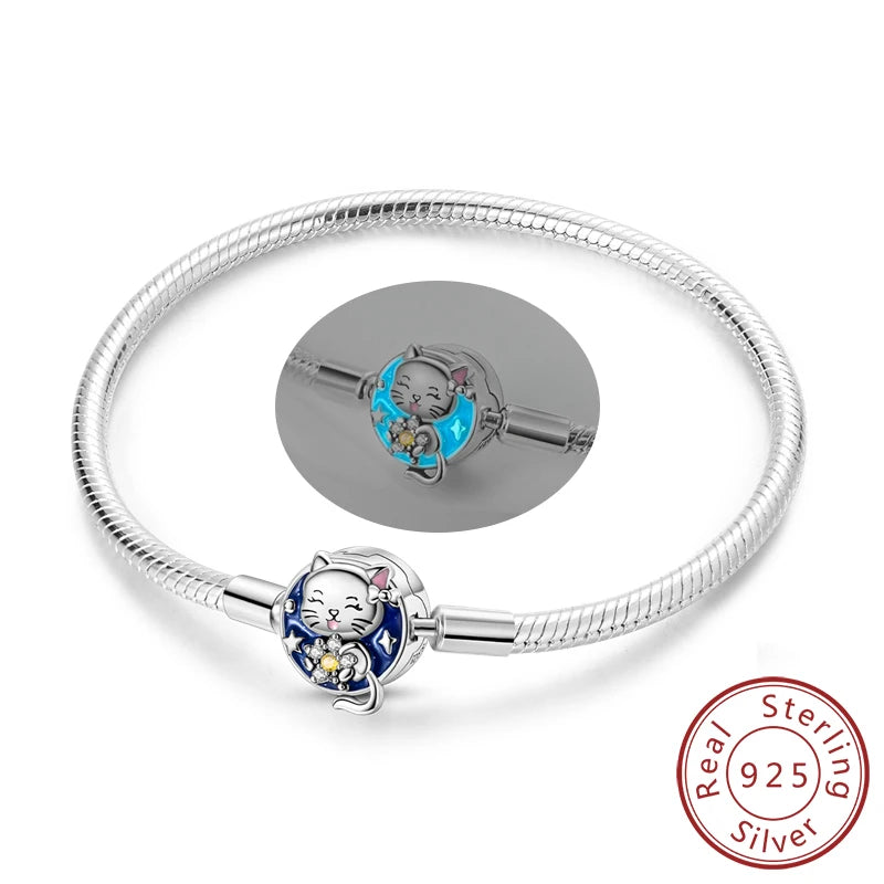 Original 925 Sterling Silver Bracelets 17-20CM Love Heart Flowers Butterfly Charms Beads Bracelet For Women Fashion Jewelry Gift