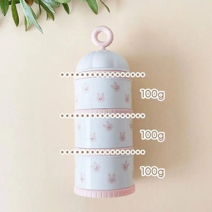 3 Layers Baby Milk Powder Box Cartoon Bear Tulip Portable Formula Dispenser Non-Spill Stackable Infant Food Tank Toddler