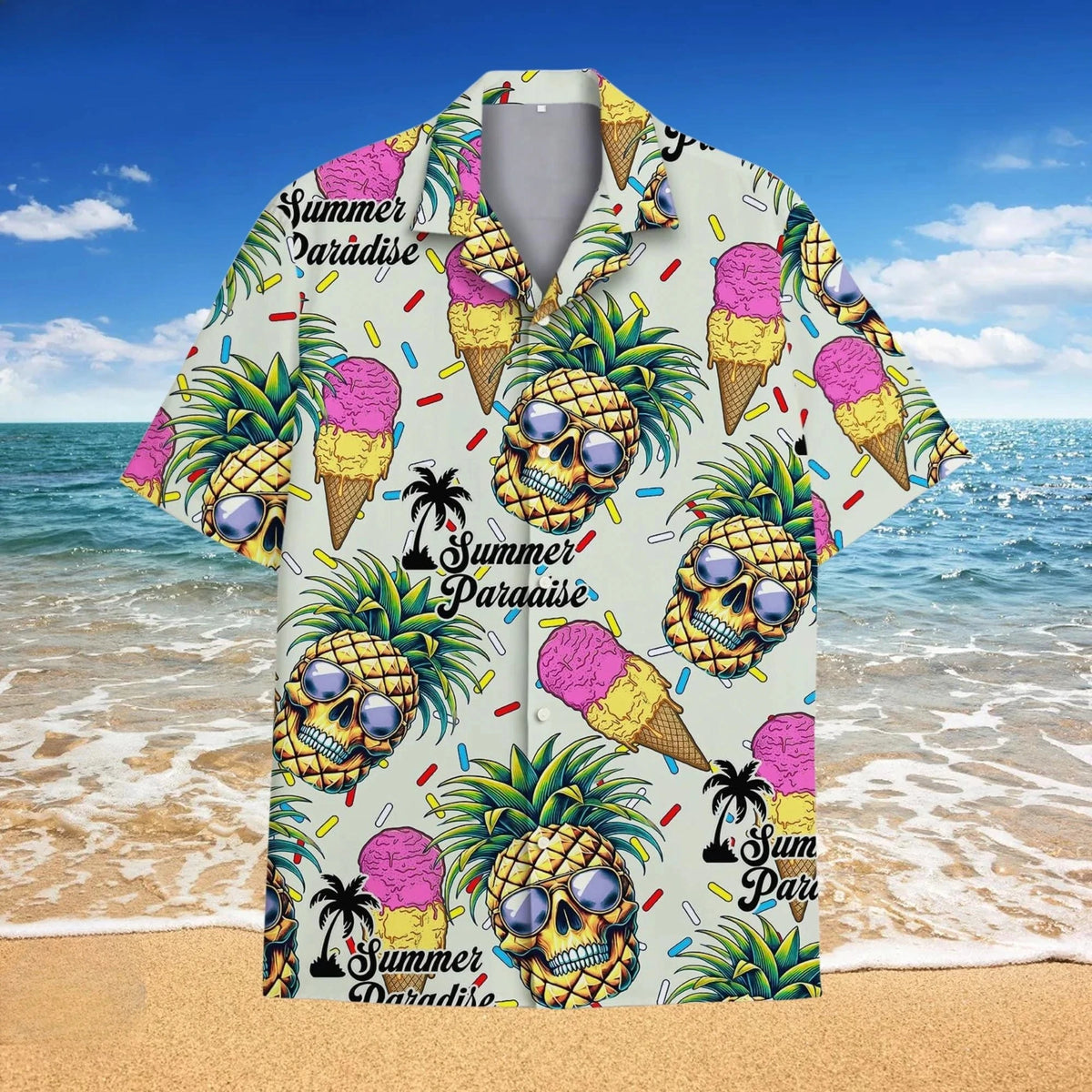 2025 Cold Ice Cream Hawaii Shirt Unisex 3D Printed Funny Popsicle Aloha Shirts Summer Short Sleeve Beach Lapel Blouse Tops
