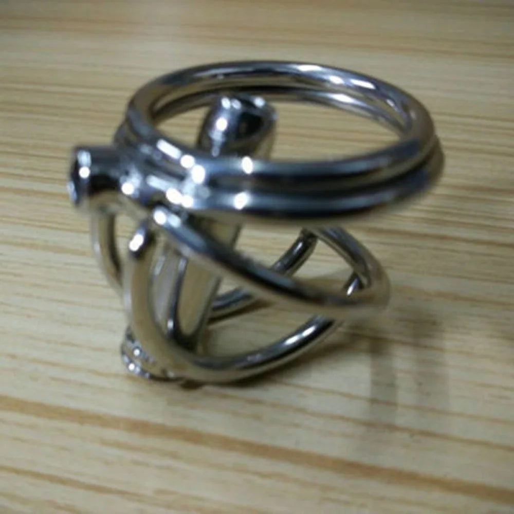 Steel Prince Albert Chastity Cage Male Urethral BDSM Bondage Unique Design Metal Cock Cage Men Cbt Lock Chastity Device