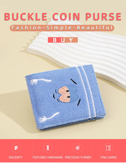 Plush Cartoon Wallet for Women Soft Fuzzy Surface with Zip PU Leather Coin Purse Closure Cute Casual Gift for Girls