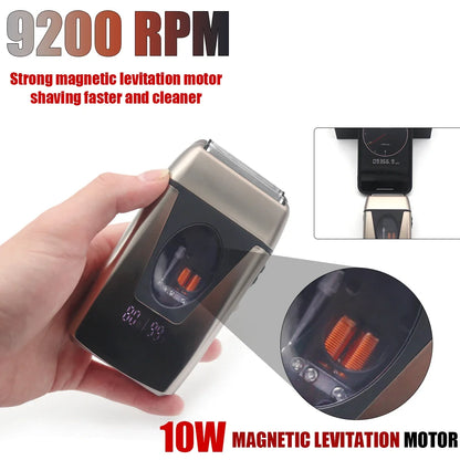 Professional Barber Shaver with Double Foil 9200RPM and LCD Display Mens Shaving Machine for Salon Use