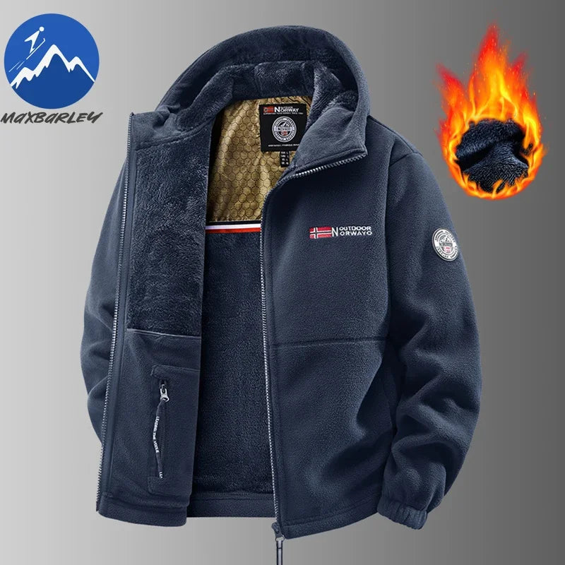 Autumn and Winter New Retro Trendy Jacket Men's Double Sided Polar Fleece Business Leisure Outdoor Couple Coat Top