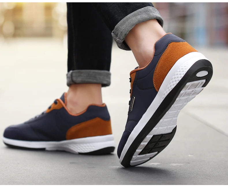 YRZL Men Shoes Spring Autumn Waterproof Walking Sneakers Leisure Male Leather Sports Shoes Non-Slip Footwear Tennis for Men