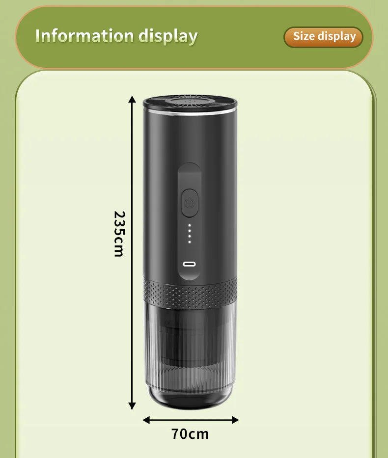 20 Bar Self-Heating Wireless Portable Espresso Maker, One-Click Automatic Extraction Mini Coffee Machine, Multi Capsule Compatible Rechargeable Travel Coffee Maker, Compact Portable Coffee Brewer for Car, Road Trip, Camping,