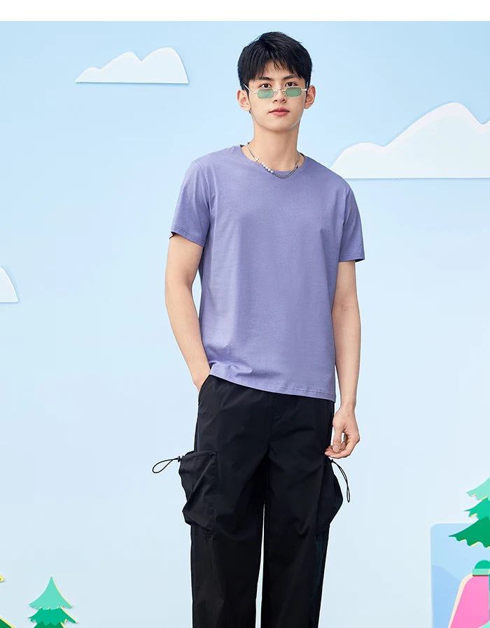 Semir Short Sleeve Men T-Shirt Cotton 2026 Summer New Man Clothing Thin And Versatile T Shirt Couples Solid Color Tops