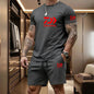 2026 Summer Men's Short Sleeved T-shirt Drawstring Shorts Set Breathable Outdoor Sports Set Men's Daily Fishing Suit
