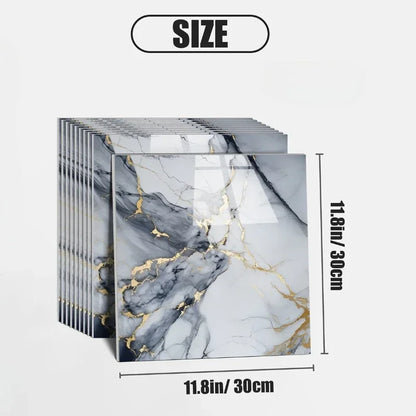 10PCS Waterproof 3D Ceramic Tile Sticker Imitation Marble Self Adhesive Wall Floor Sheet for Home Renovation Decoration Use