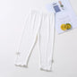 Summer 2026 kids Cropped Leggings Baby Girls Vintage Stripes Elastic Slim Lace cuffs Pants Leggings High Waist Girls Clothing