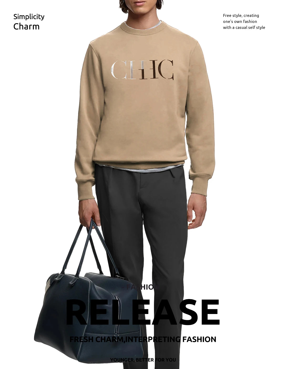 CHCH New Men's Hoodies Casual Sweatshirts Embroidery Men Hoodies Pullover Streetwear Solid Tops Fashion Streetwear Men Hoodies