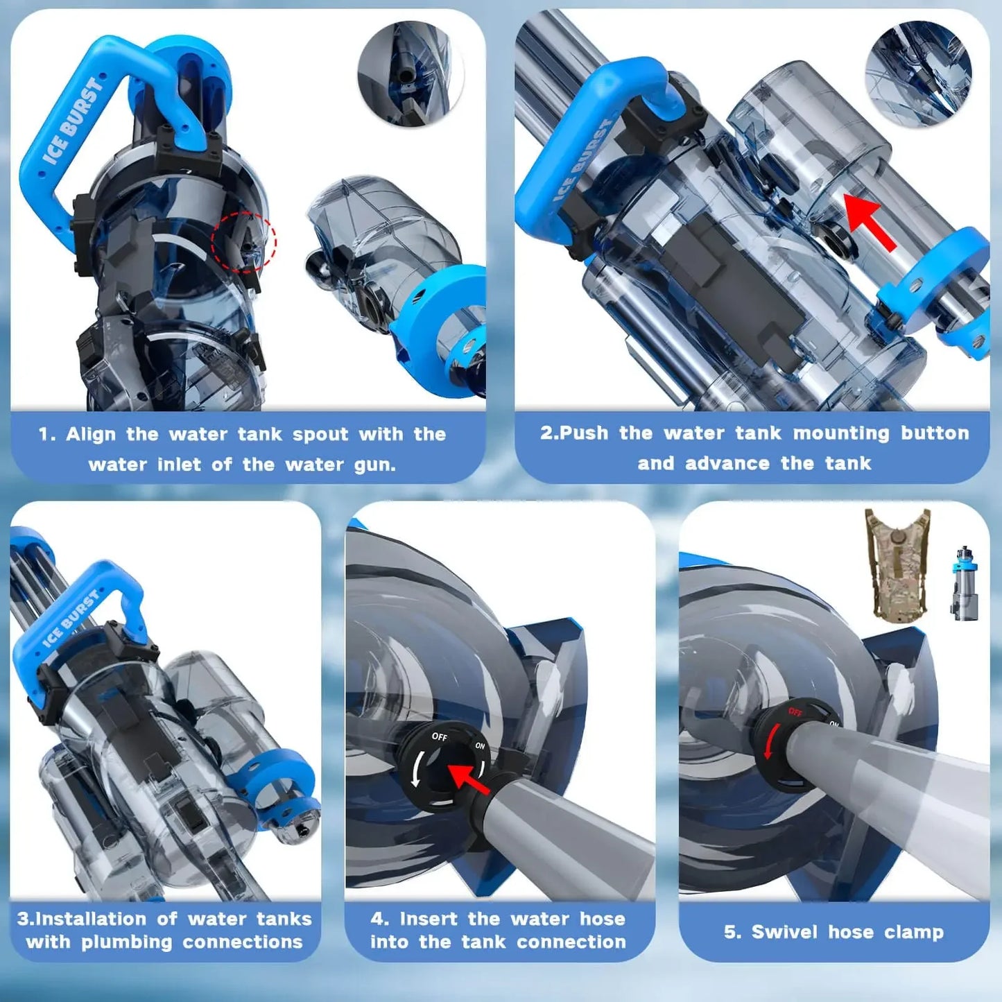 2024 Strongest Gatling Electric Water Gun Toy With Light Shooting Water Gun Summer Beach Pool Toys for Boy Adult Children Gifts