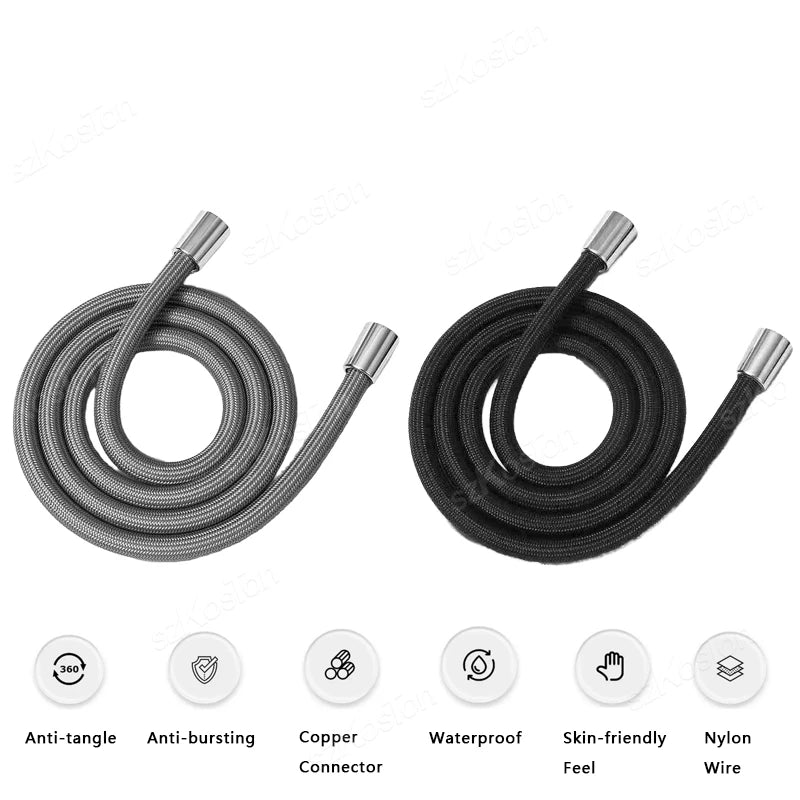 Bathroom Nylon High Pressure Flexible Smooth 1.5/2.0 Meter Shower Hose Flexible Handheld Anti Winding GI/2 Universal Pipe Tube