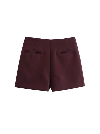 High Waist Solid Skort for Women Fashion Side Zipper Female Shorts Skirts Mujer