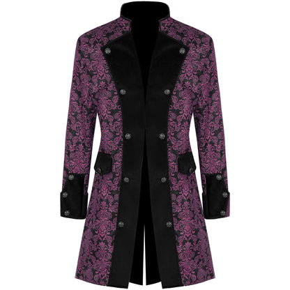 Men Steampunk Coat Tuxedo Medieval Costume Jacket Halloween Retro Renaissance Victorian Party Male Stand Collar Fashion Tailcoat