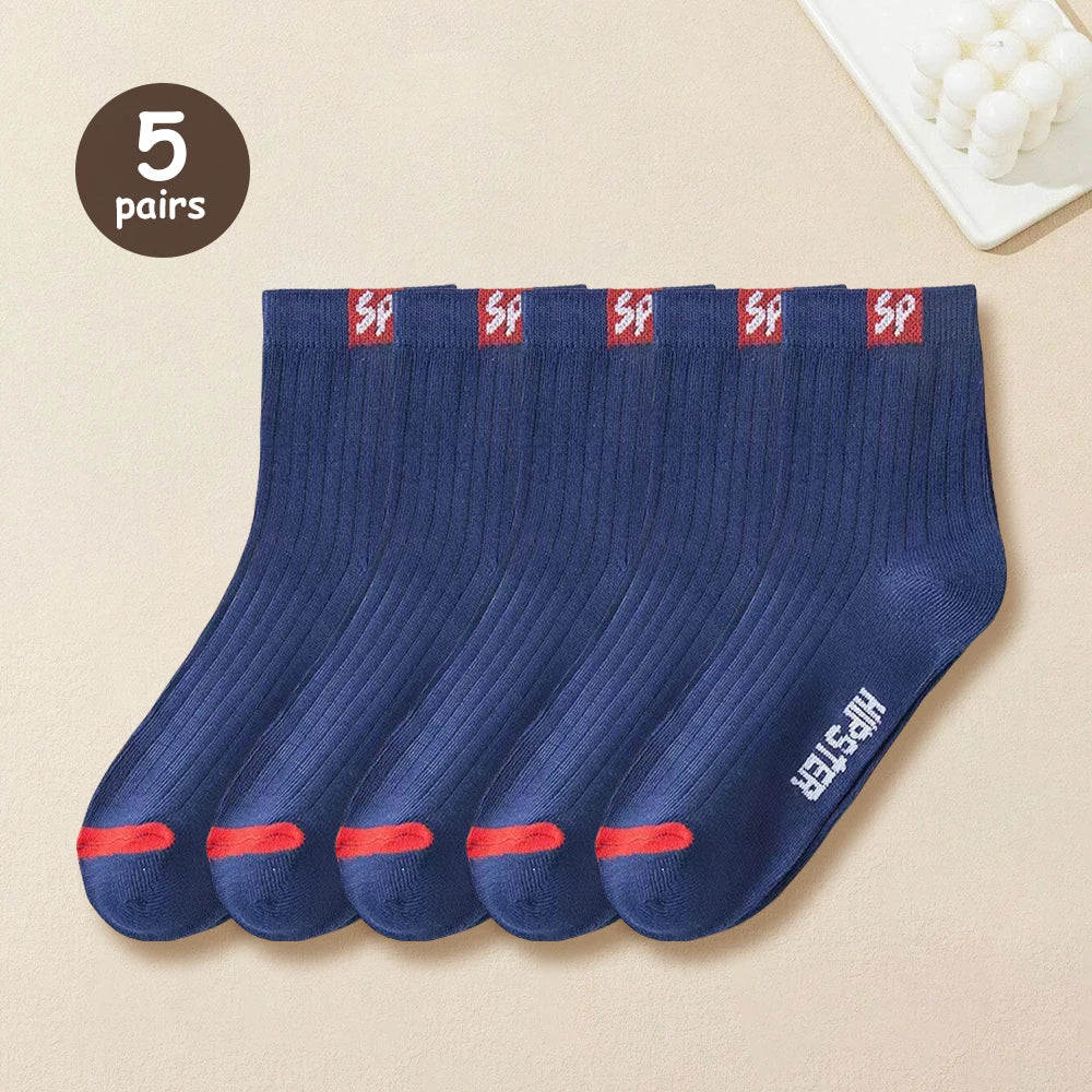 5/10/15/20 Pairs Men Socks Breathable Cotton Sports Stockings Comfortable Men Socks Sweat Absorption Business Socks Letter Print