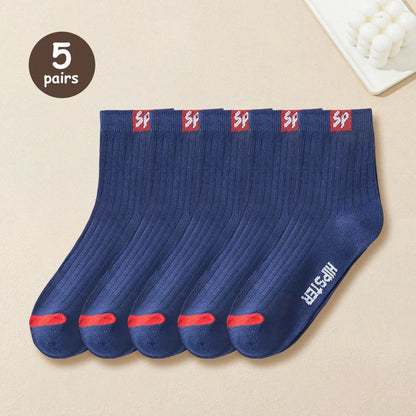 5/10/15/20 Pairs Men Socks Breathable Cotton Sports Stockings Comfortable Men Socks Sweat Absorption Business Socks Letter Print