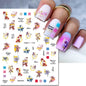 3d Nail Art Decals Elegant White RoyalBlue Roses Flowers Adhesive Sliders Nail Stickers Decoration For Nail Manicure