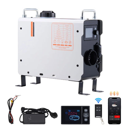 2KW Diesel Heater, 12V/24V All in One Diesel Air Heater, with Bluetooth APP Control, Remote Control and Display Screen, CO Alarm, Fast Heating Portable Diesel Heater for Vehicles and Outdoors